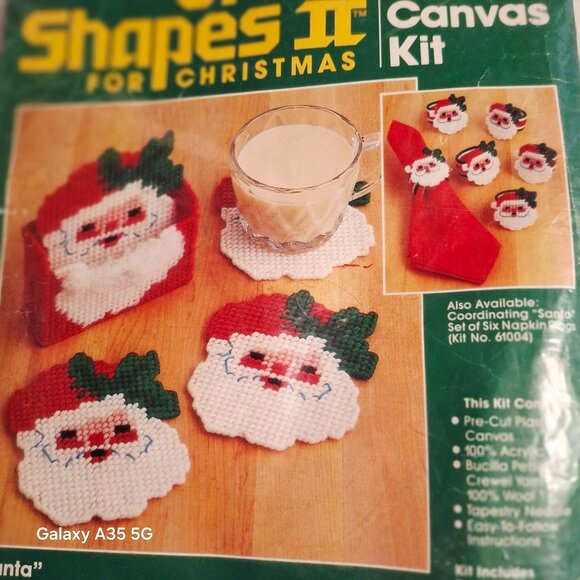 Bucilla Great Shapes II Pre-Cut Plastic Canvas Kit For Christmas Six-Piece Santa - Picture 3 of 4